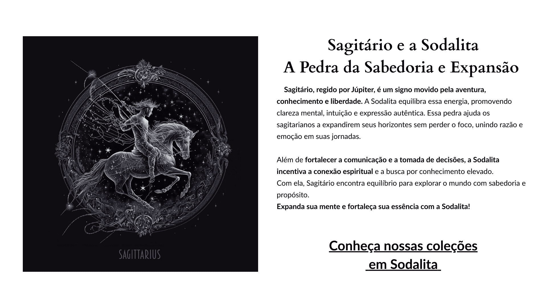 Ilustração mística do signo de Sagitário, representado por um arqueiro centauro galopando sob um céu estrelado, refletindo aventura, expansão e conexão com a Sodalita.